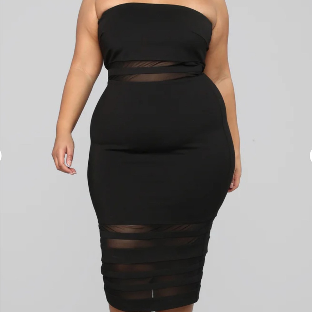 Fashion Nova Elegant Black Strapless Dress (1X) NWOT